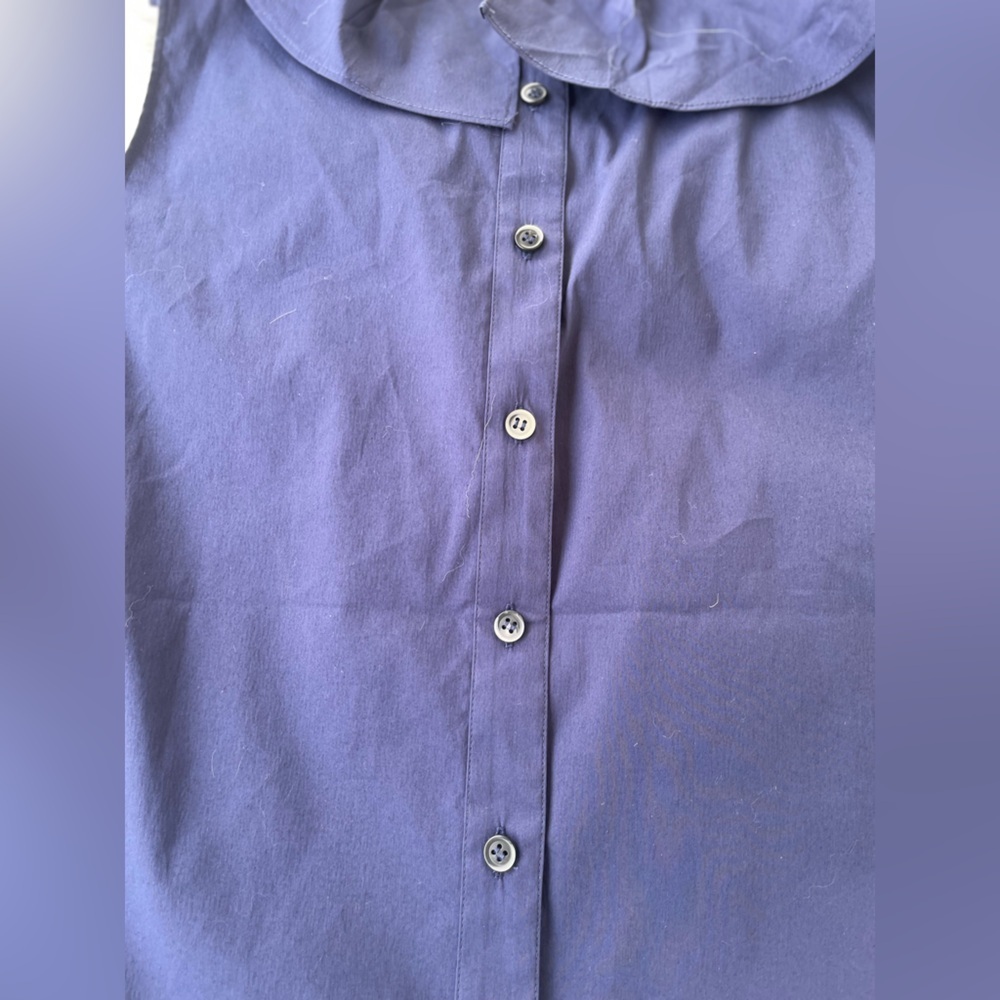 NWT - 1901 - Nordstrom's - Women's Ruffled Blouse - Navy - Size Medium - Picture 7 of 10